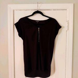 WORN once szs Black Express top wgold metal zipper